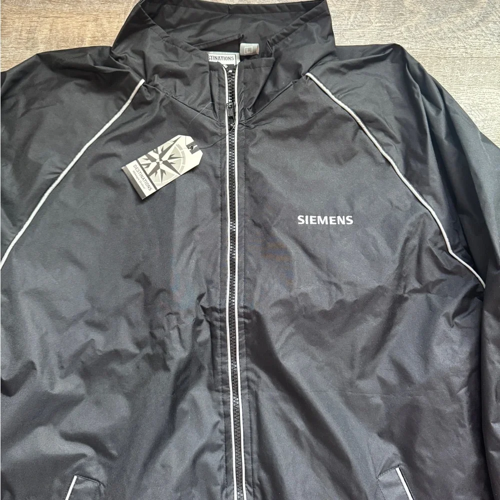 Destinations Siemens Mens Full Zip Black Windbreaker Jacket Size Large New